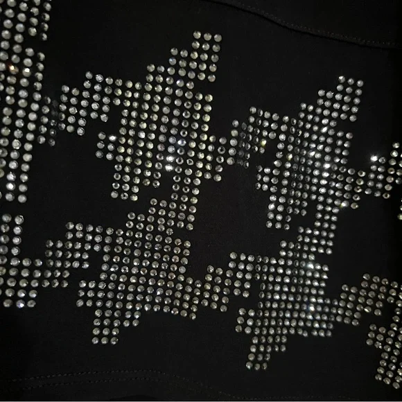 Susan Graver Artisan Womens Top Black 1X Asymmetrical Rhinestone Casual Shimmer - Picture 6 of 16